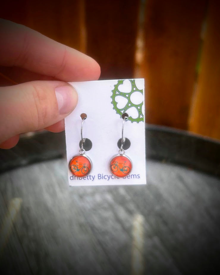 Glass Bicycle Earrings