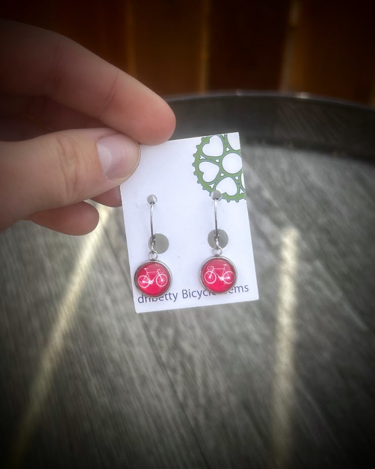 Glass Bicycle Earrings