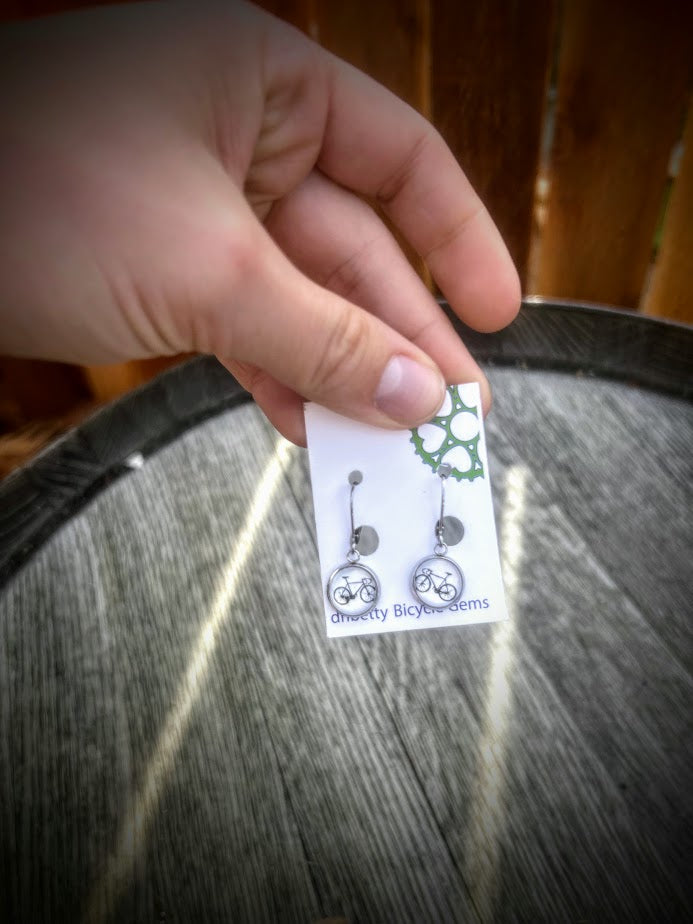 Glass Bicycle Earrings